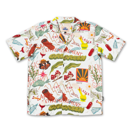 pánská košile TheDudes Treasure Trail White Hawaiian Shirt